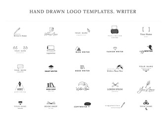 Writing, publishing and copywrite theme. Set of hand drawn vector logo templates. - 278960390