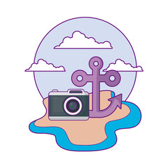anchor marine with camera photography in beach