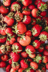 Tasty Fresh Strawberry on Wooden Tray Tasty Berry Wooden Background Top View Background