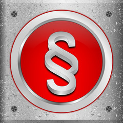 Law paragraph button on a metal plate - 3D illustration