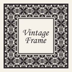 Decorative frame and border in rectangle proportions. Retro vintage ornamental modern art deco luxury element for design.