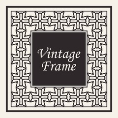 Decorative frame and border in rectangle proportions. Retro vintage ornamental modern art deco luxury element for design.