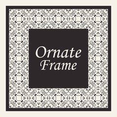 Decorative frame and border in rectangle proportions. Retro vintage ornamental modern art deco luxury element for design.