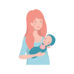 woman with a newborn baby in her arms