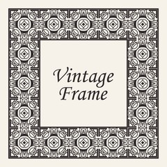 Decorative frame and border in rectangle proportions. Retro vintage ornamental modern art deco luxury element for design.
