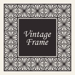 Decorative frame and border in rectangle proportions. Retro vintage ornamental modern art deco luxury element for design.