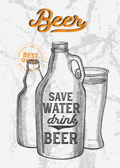 Beer graphic illustration bar restaurant, drink template.