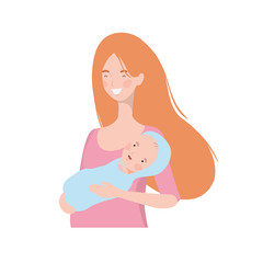 woman with a newborn baby in her arms