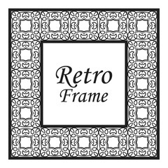 Decorative frame and border in rectangle proportions. Retro vintage ornamental modern art deco luxury element for design.