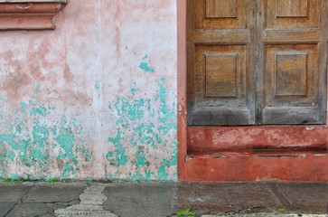 Old Painted Wall and Wood door in Latin America