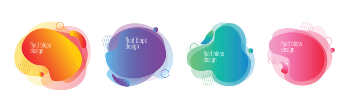 Set of modern graphic design elements in shape of fluid blobs, vector illustration