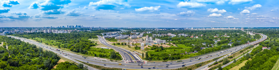 Fototapeta na wymiar Aerial view of Warsaw, capital of Poland stock