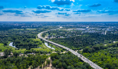 Aerial view of Warsaw, capital of Poland stock