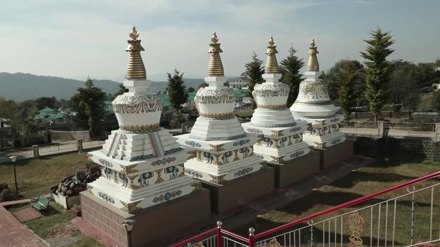 Stupas of Tibet Buddhism monastery in Indian colony