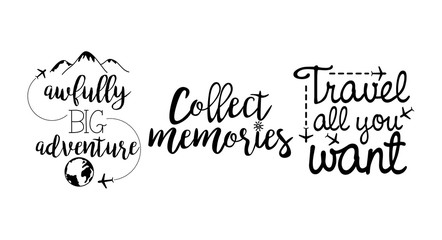 travel adventure set of calligraphy messsages font