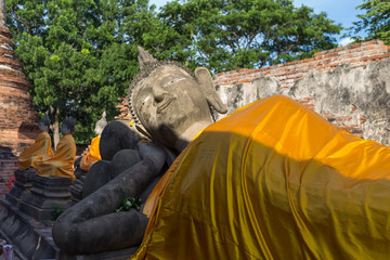 Beautiful Buddha image in the old church at Wat Phutthaisawan Phra Nakhon Si Ayutthaya Province