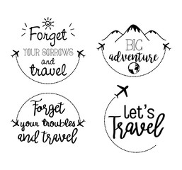 travel adventure set of calligraphy messsages font