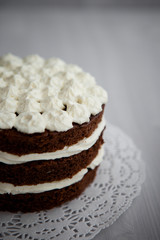cake with chocolate and white cream