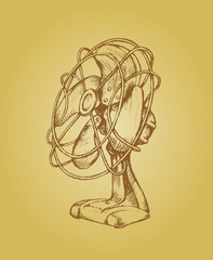 Vintage Fan Grunge Sepia