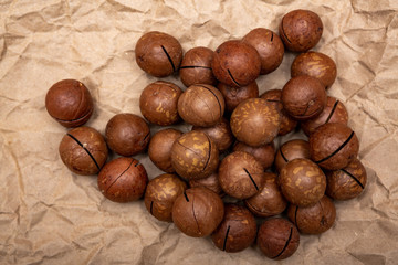 macadamia nuts on Kraft paper