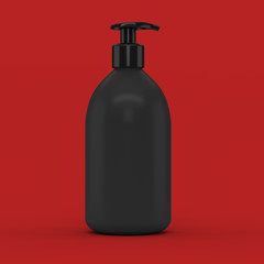 Black plastic bottle with dispenser for cosmetic - mockup