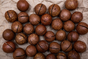 macadamia nuts on Kraft paper