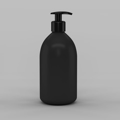 Black plastic bottle with dispenser for cosmetic - mockup