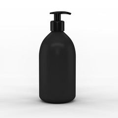 Black plastic bottle with dispenser for cosmetic - mockup