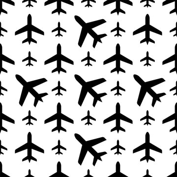 Airplane Icon Seamless Pattern