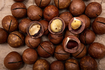 macadamia nuts on Kraft paper