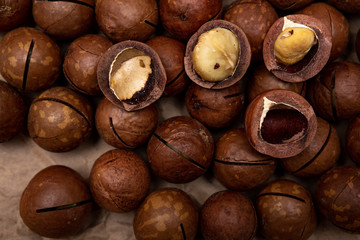 macadamia nuts on Kraft paper