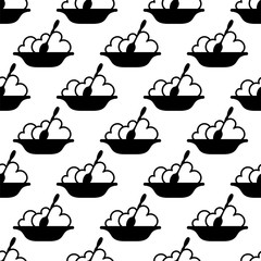 Food On Plate Icon Seamless Pattern