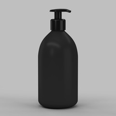 Black plastic bottle with dispenser for cosmetic - mockup