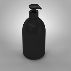 Black plastic bottle with dispenser for cosmetic - mockup