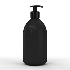 Black plastic bottle with dispenser for cosmetic - mockup