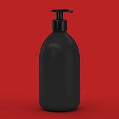 Black plastic bottle with dispenser for cosmetic - mockup