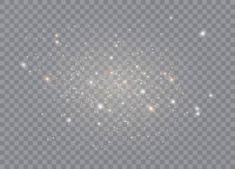 Light glow effect stars. Vector sparkles on transparent background. Christmas abstract pattern. Sparkling magic dust particles.