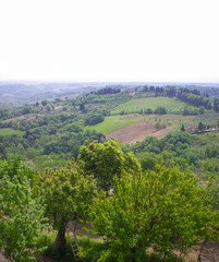 Obraz premium Panorama from the city center of San Gimignano, Tuscany, Italy.