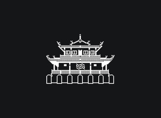 Chikan Tower located in Tainan Taiwan with 8 bit style pixel artwork design