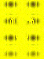Light bulb silhouette with simple dot or pixel artwork design