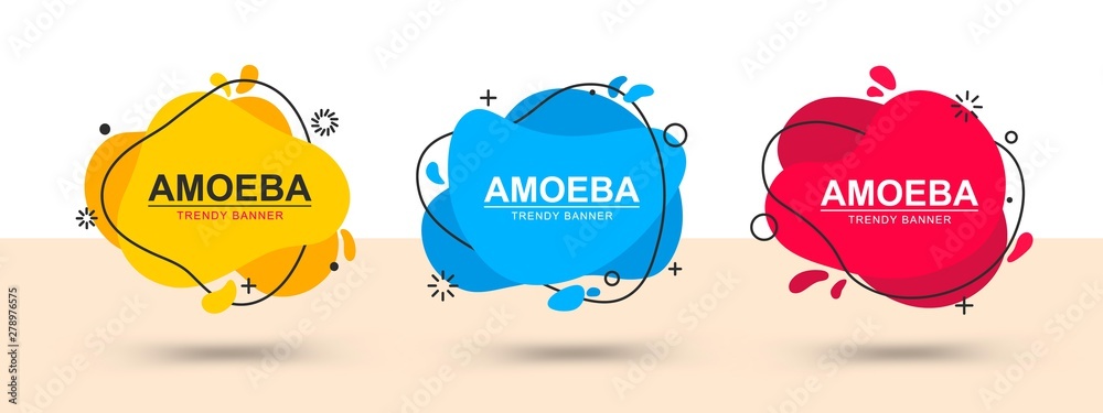 Poster Set of trendy abstract banners. Vector banners in the style of memphis. Template ready for use in web or print design