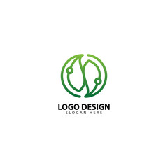 Techno Leaf Logo Design Template