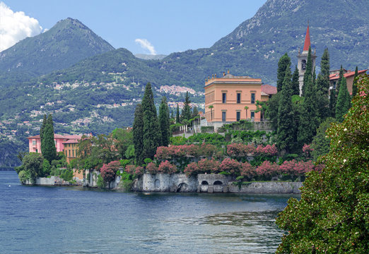 beautiful summer glimpse of Como Lake, Varenna - Italy