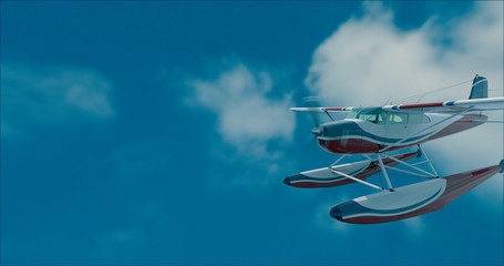 Retro seaplane illustration. 3D render