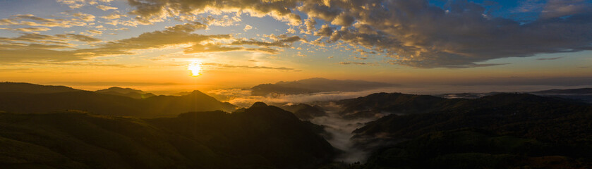 landscape nature view at morning on the mountain fog chiang rai Thailand