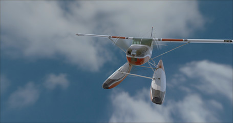 Retro seaplane illustration. 3D render
