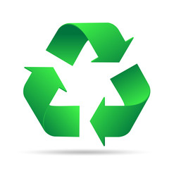 Vector illustration of 3d recycling symbol isolated on white