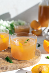 Refreshing alcohol free peach lemonade