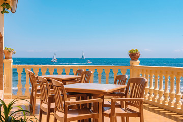 Terrace on cliff of the mediterranean sea