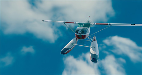Retro seaplane illustration. 3D render